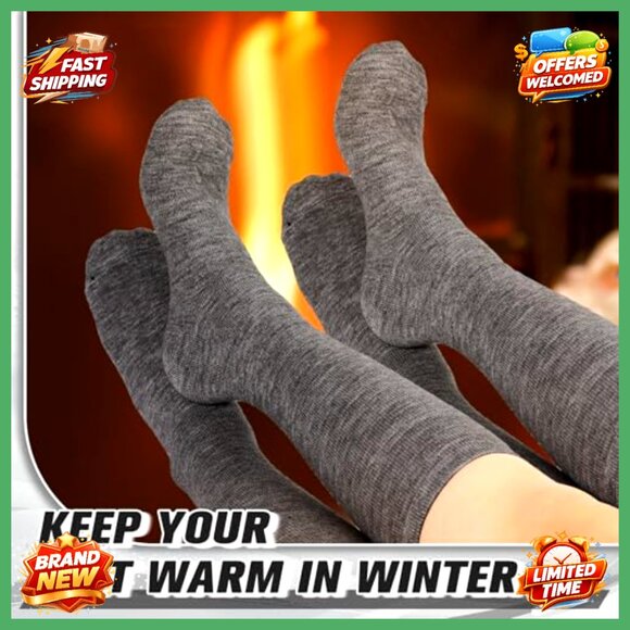 2 Pairs Alpaca Wool Socks, Thermal Winter Hiking Boot Socks, Moisture Wicking - Picture 6 of 7